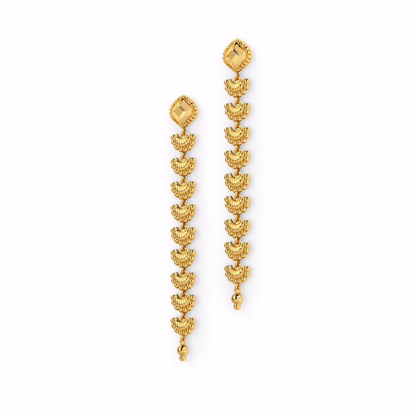 Gold Earrings 18 Karat Yellow Gold Ikshita Gold Drop Earrings