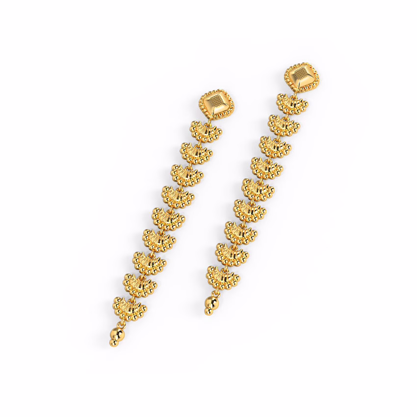 Gold Earrings 18 Karat Yellow Gold Ikshita Gold Drop Earrings