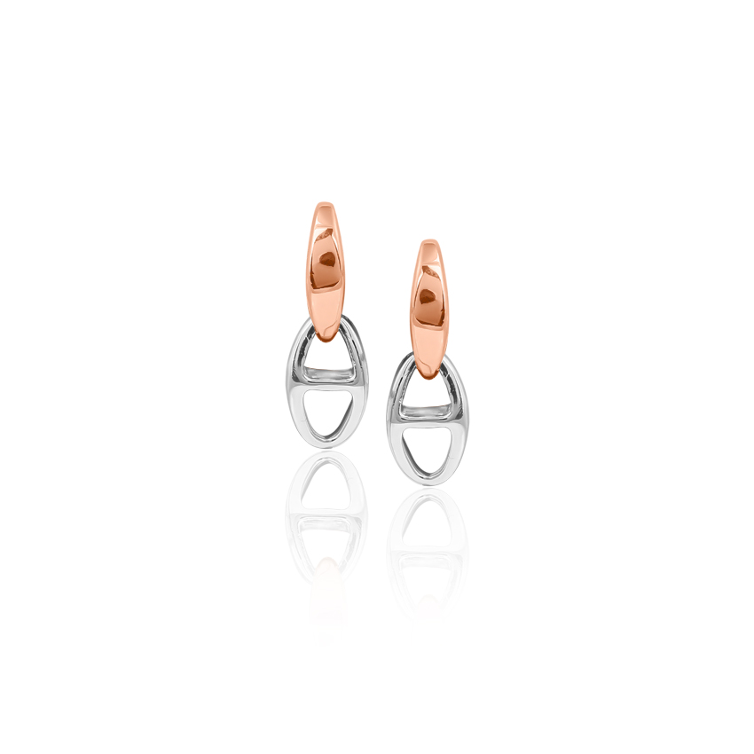 Platinum,Gold Earrings Platinum 950, 18 Karat Two Tone Gold Interlinked Platinum Drop Earrings
