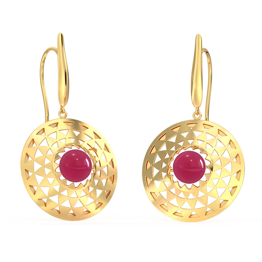 Gold,Gemstone Earrings 18 Karat Rose Gold Orb Ornate Gemstone Drop Earrings
