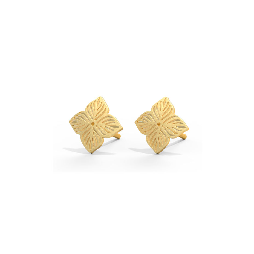 Gold Earrings 14 Karat Yellow Gold Floral Cutout Gold Stud Earrings