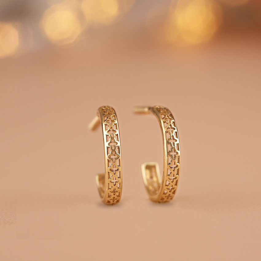 Floweret Cutout Hoop Earrings