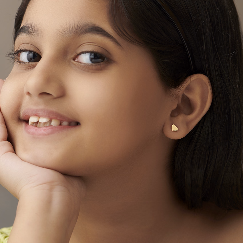 Gold Earrings 14 Karat Yellow Gold Simply Love Kids' Gold Earrings