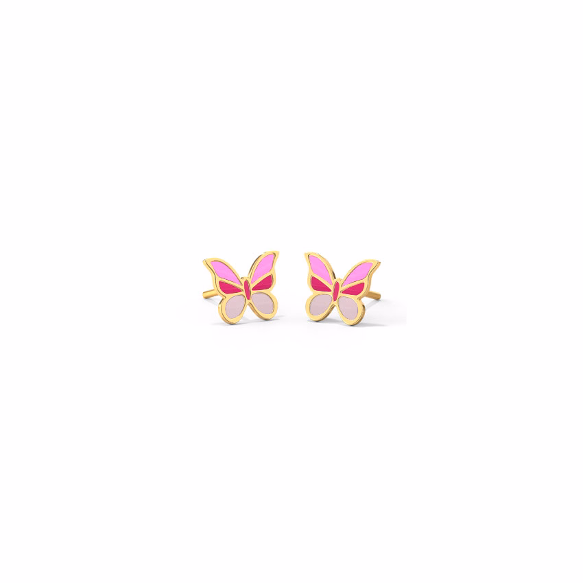 Gold Earrings 14 Karat Yellow Gold Violet Flutter Kids' Gold Earrings