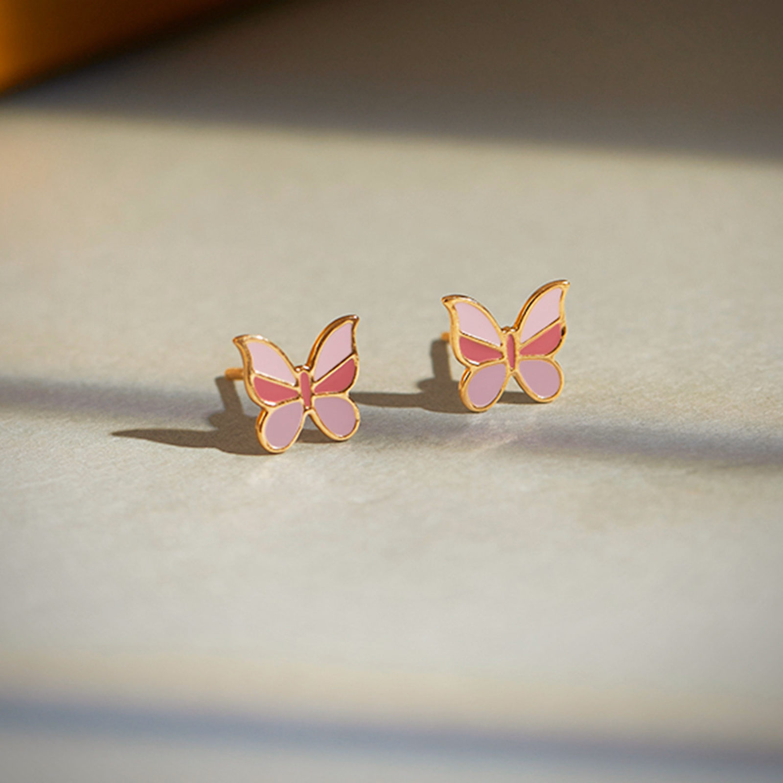 Gold Earrings 14 Karat Yellow Gold Violet Flutter Kids' Gold Earrings