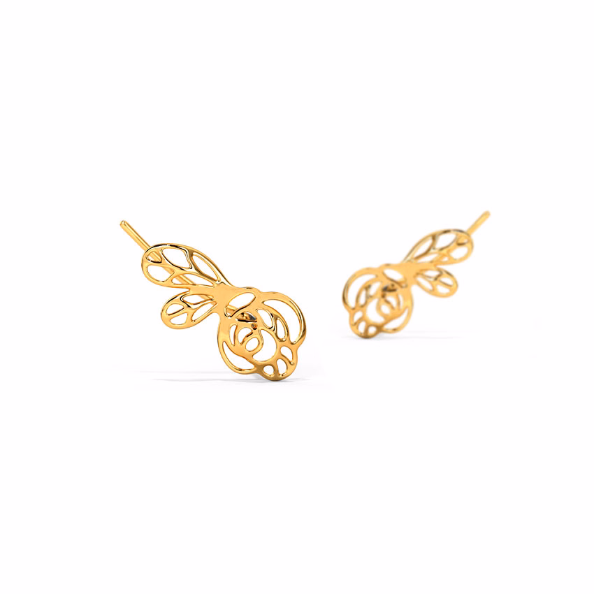 Gold Earrings 14 Karat Yellow Gold Riana Blooming Gold Earcuff