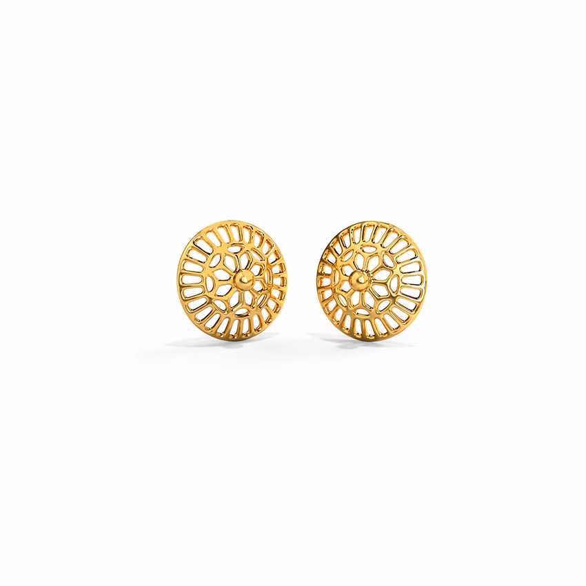 Gold Earrings 14 Karat Yellow Gold Meher Circlet Gold Stud Earrings