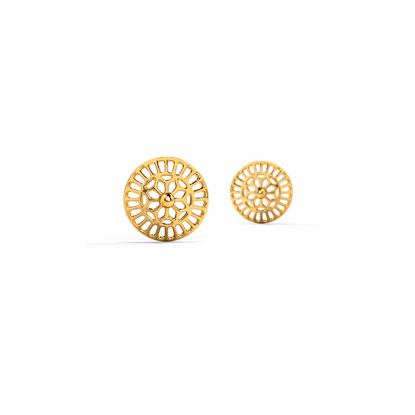 Gold Earrings 14 Karat Yellow Gold Meher Circlet Gold Stud Earrings