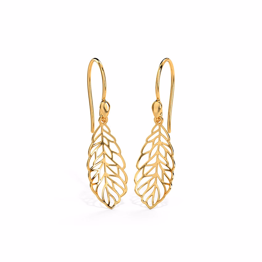 Gold Earrings 18 Karat Yellow Gold Organic Dynamic Gold Drop Earrings