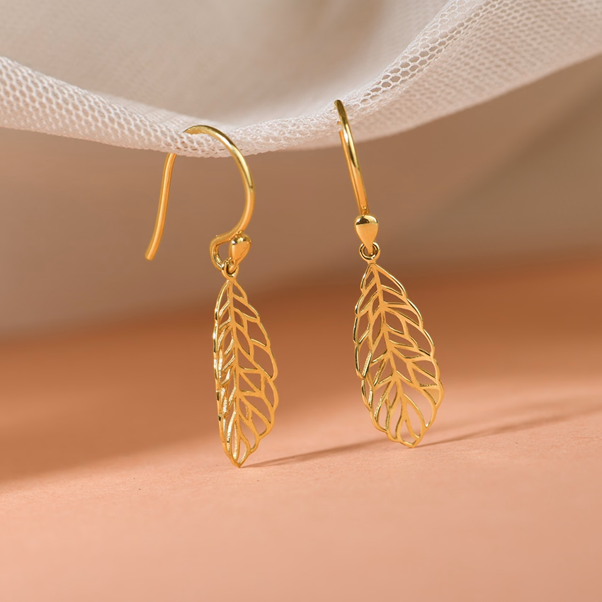 Gold Earrings 18 Karat Yellow Gold Organic Dynamic Gold Drop Earrings