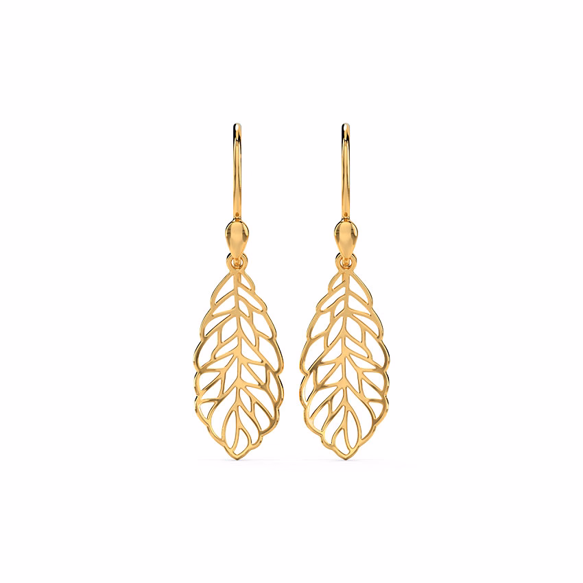 Gold Earrings 18 Karat Yellow Gold Organic Dynamic Gold Drop Earrings