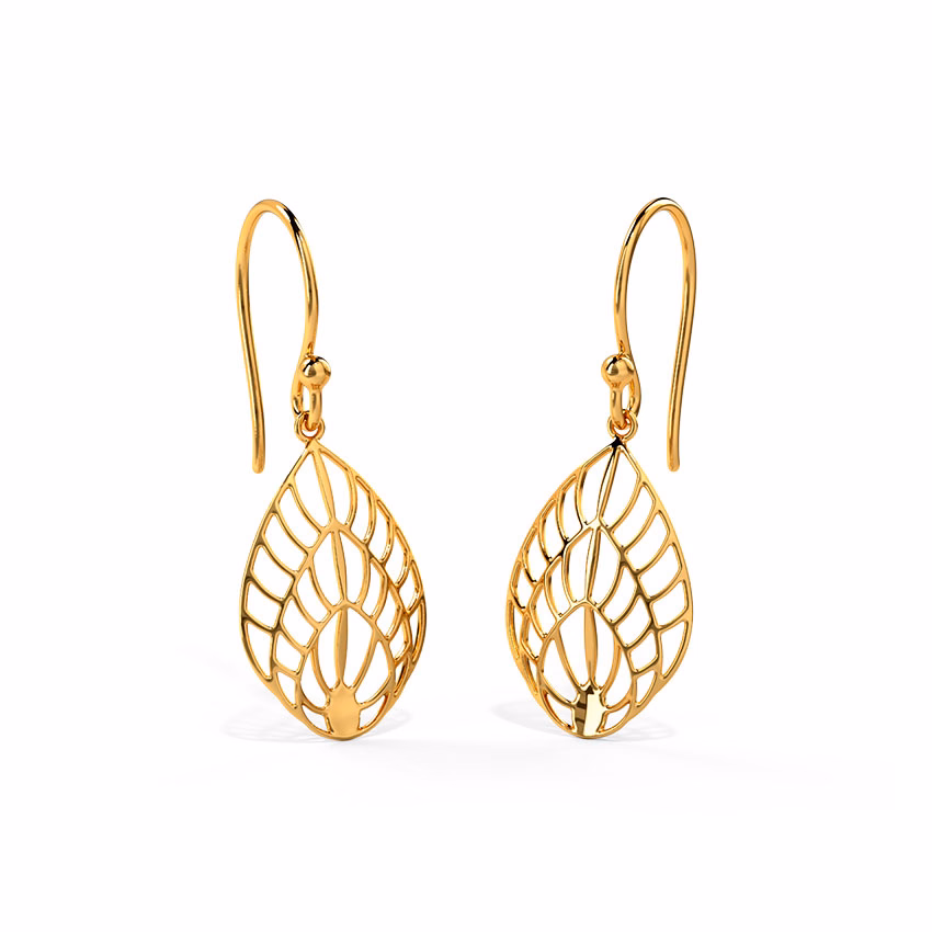 Gold Earrings 14 Karat Yellow Gold Beautiful Bounty Gold Drop Earrings