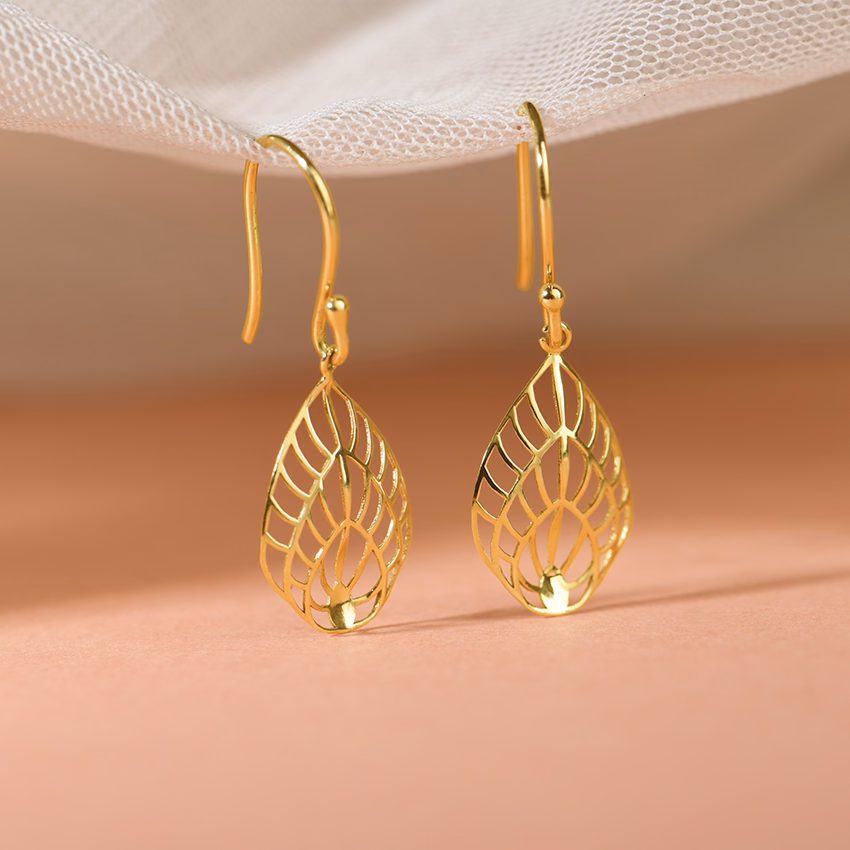 Gold Earrings 14 Karat Yellow Gold Beautiful Bounty Gold Drop Earrings