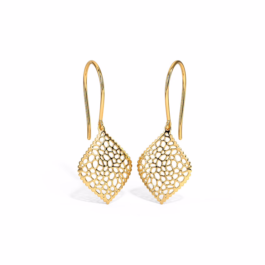 Gold Earrings 18 Karat Yellow Gold Finest Flora Gold Drop Earrings