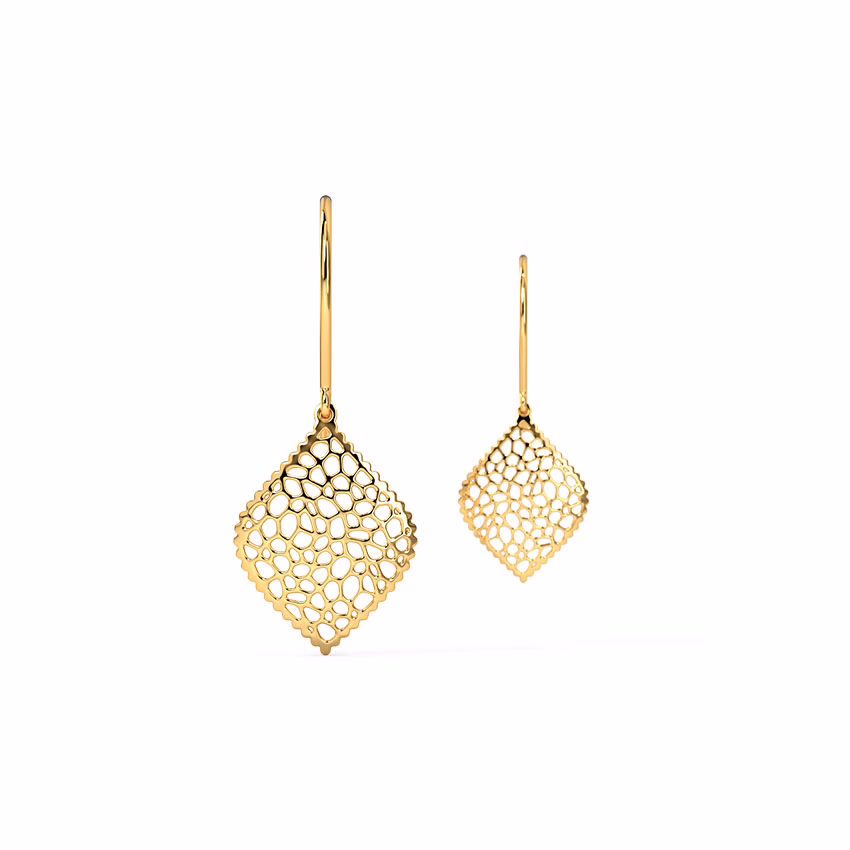 Gold Earrings 18 Karat Yellow Gold Finest Flora Gold Drop Earrings