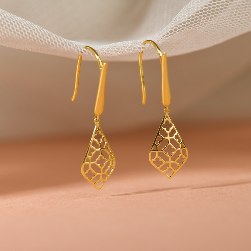 Floret Mesh Gold Drop Earrings Floret Mesh Gold Drop Earrings