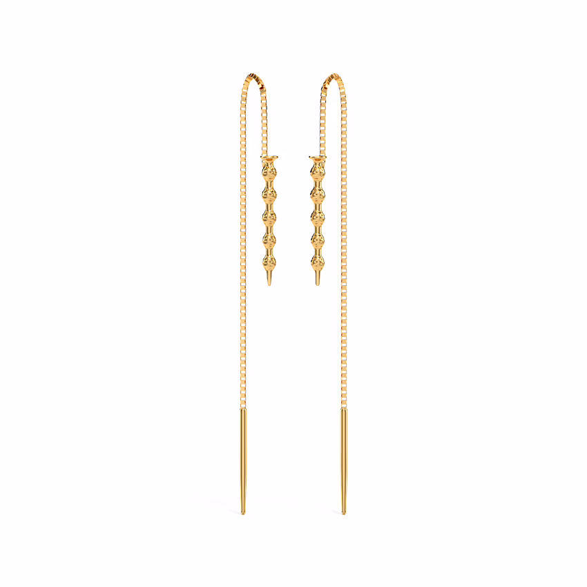 Gold Earrings 14 Karat Yellow Gold Elder Wand Drop Earrings