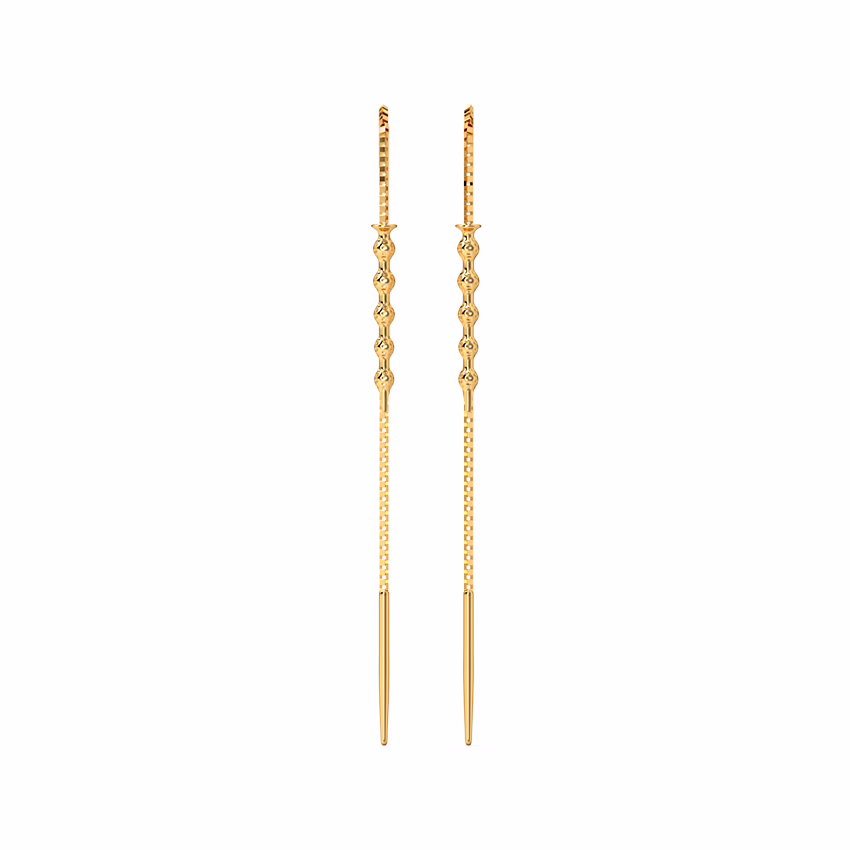Gold Earrings 14 Karat Yellow Gold Elder Wand Drop Earrings