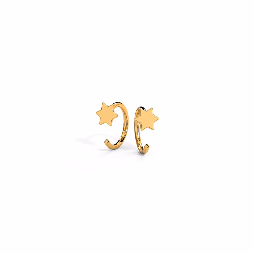 Gold Earrings 14 Karat Yellow Gold Starry Gold Multipierce Earrings