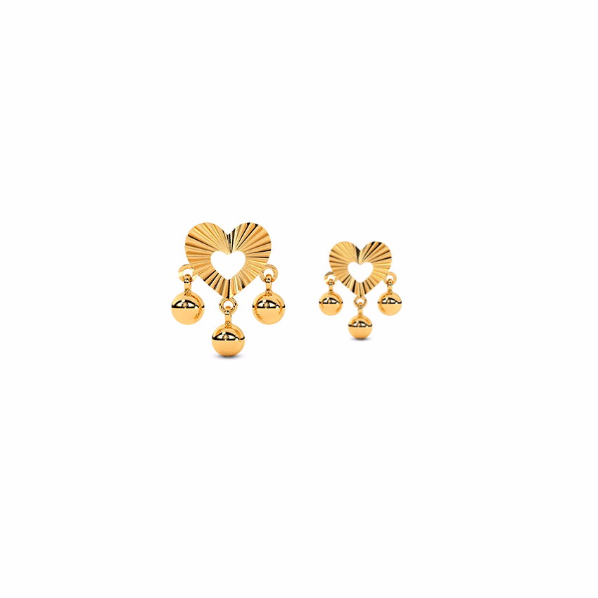 Gold Earrings 14 Karat Yellow Gold Lining Heart Earring