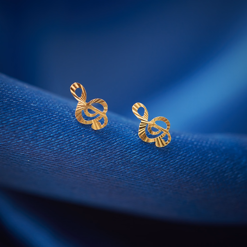 Gold Earrings 14 Karat Yellow Gold Music Notes Earring