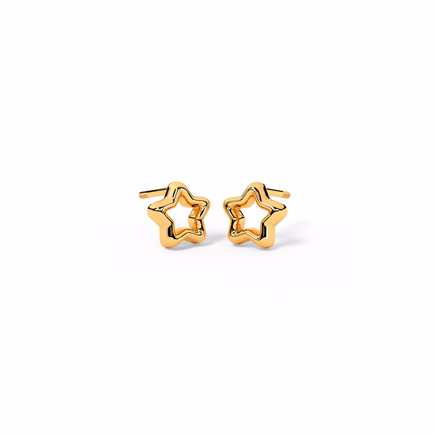 Gold Earrings 14 Karat Yellow Gold Twinkle star Stud Earring