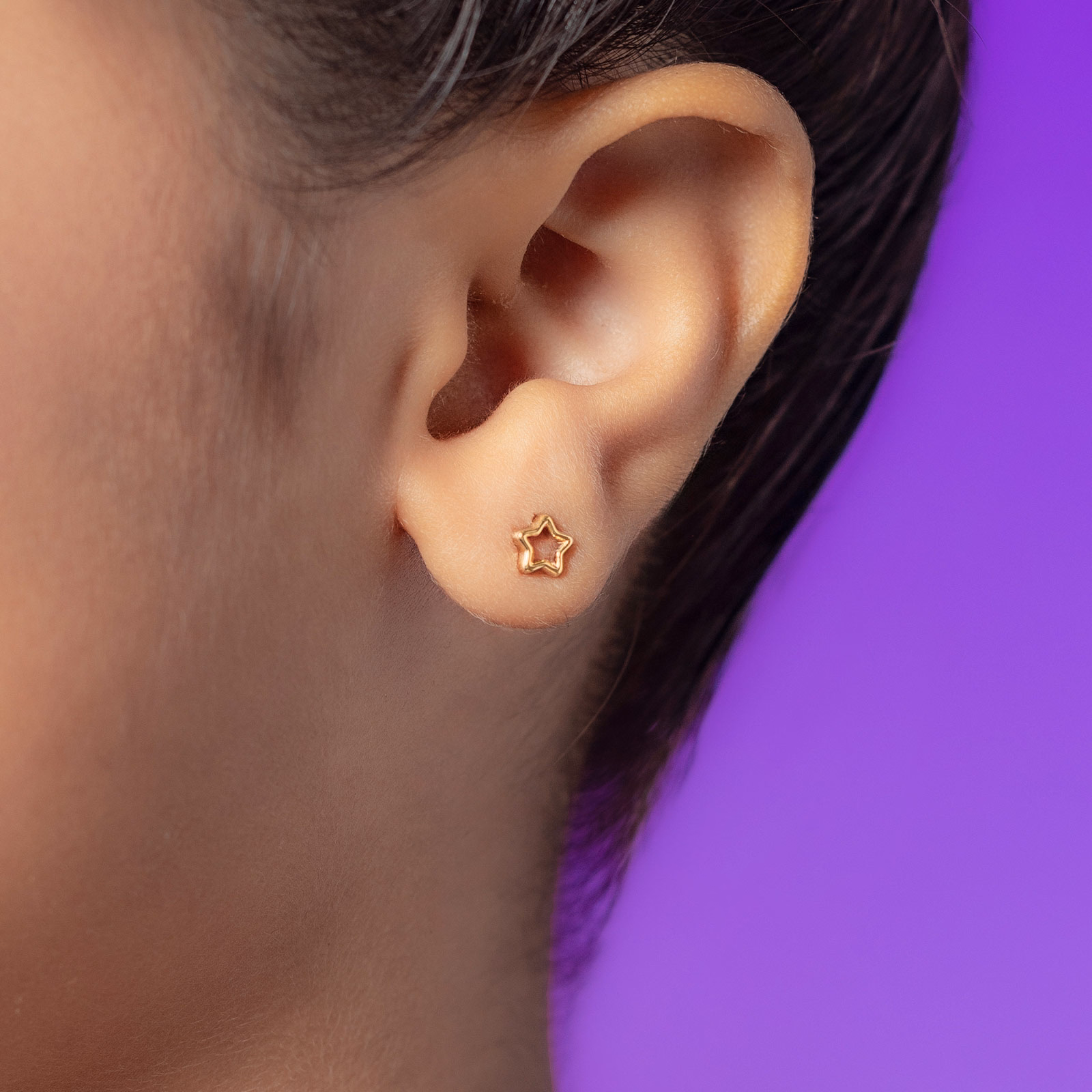 Gold Earrings 14 Karat Yellow Gold Twinkle star Stud Earring