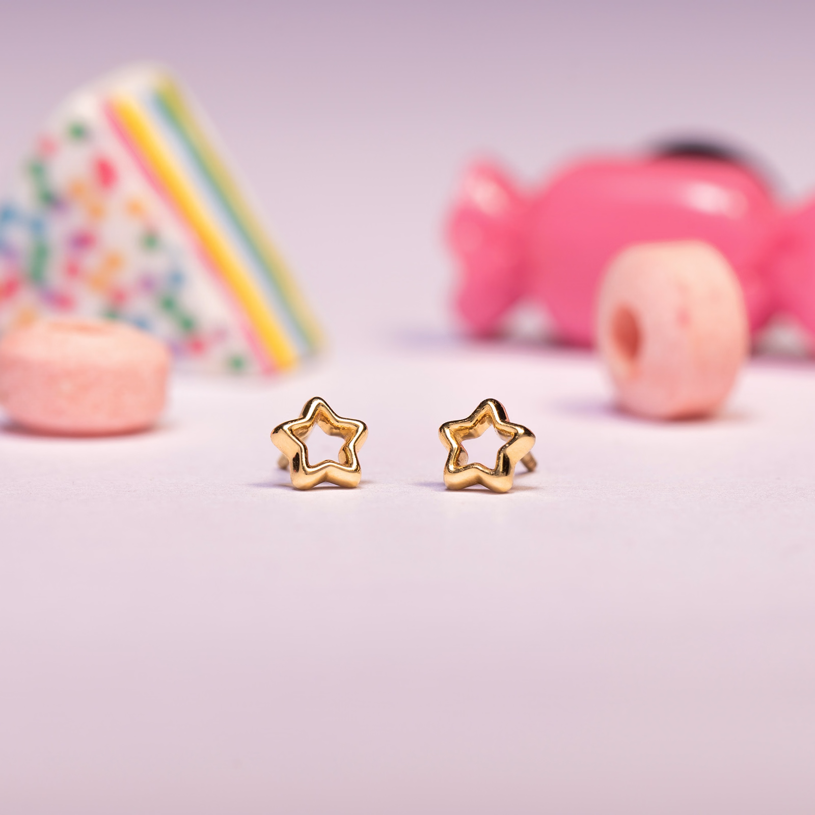 Gold Earrings 14 Karat Yellow Gold Twinkle star Stud Earring