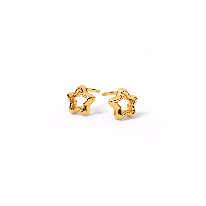Gold Earrings 14 Karat Yellow Gold Twinkle star Stud Earring