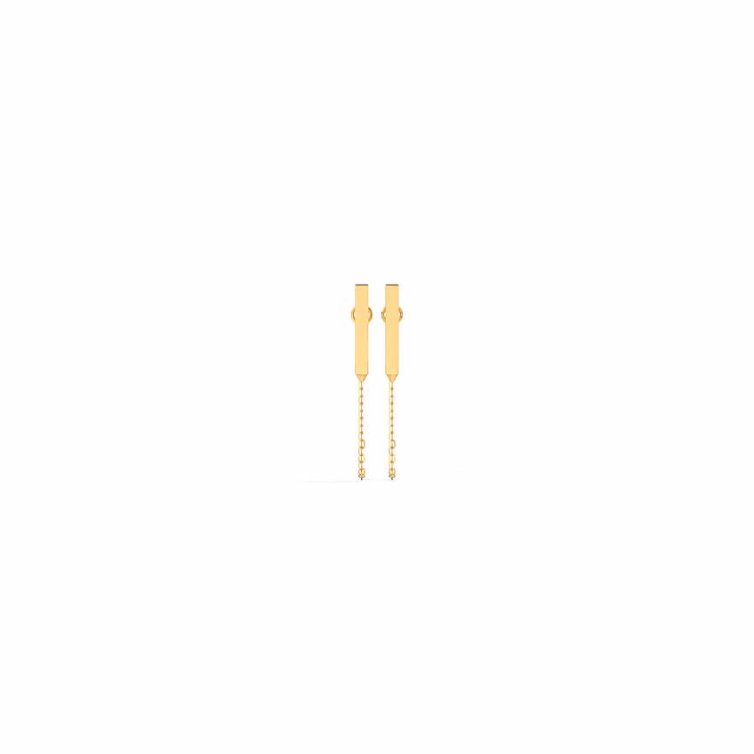 Gold Earrings 14 Karat Yellow Gold Bar Drop Gold Earrings