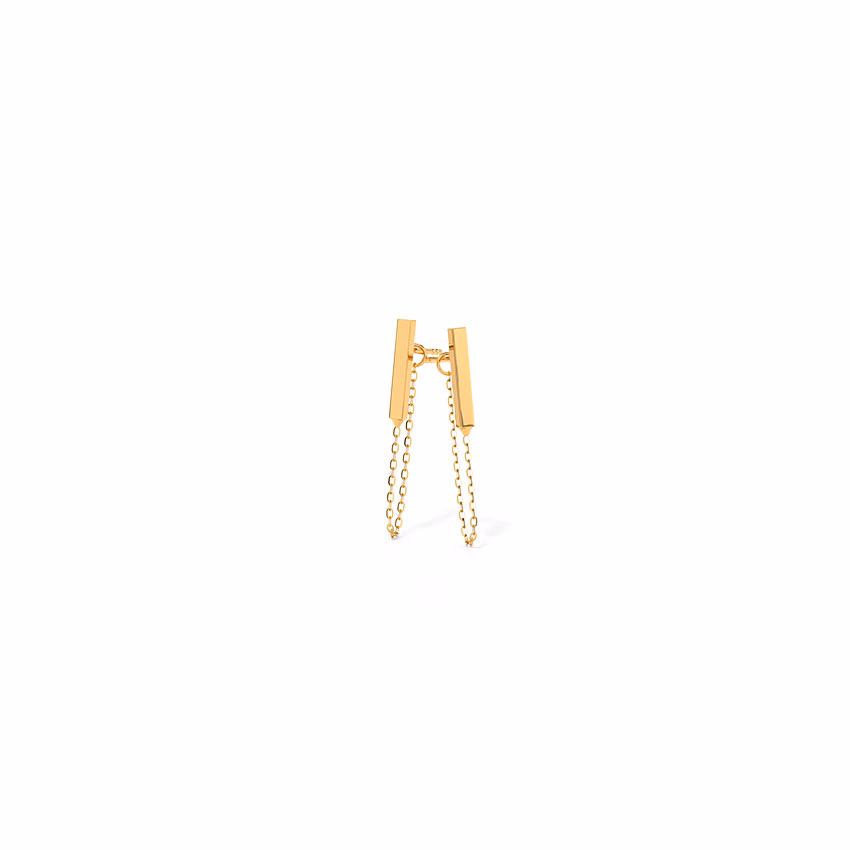 Gold Earrings 14 Karat Yellow Gold Bar Drop Gold Earrings