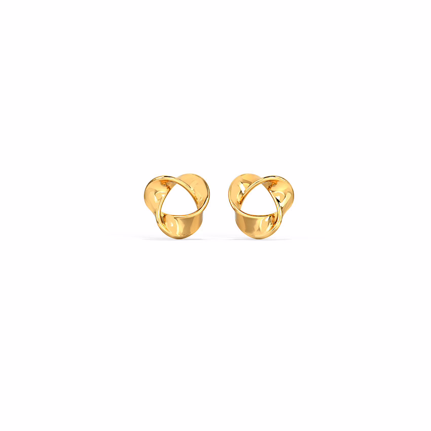 Gold Earrings 14 Karat Yellow Gold Swirling Shine Gold Stud Earrings