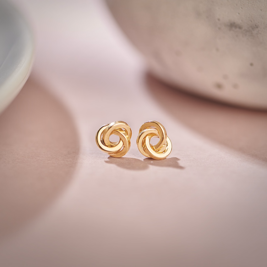 Gold Earrings 14 Karat Yellow Gold Eternal Gold Stud Earrings