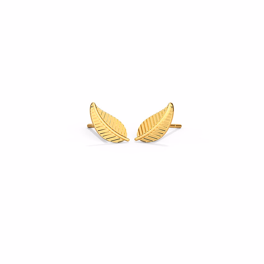 Gold Earrings 14 Karat Yellow Gold Windy Gold Stud Earrings