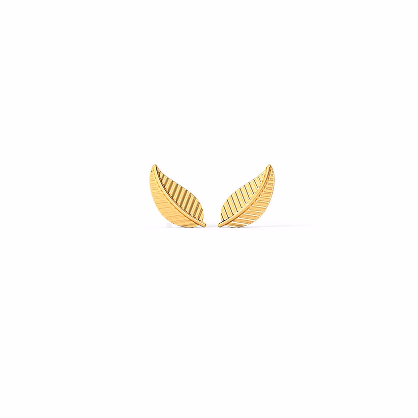 Gold Earrings 14 Karat Yellow Gold Windy Gold Stud Earrings