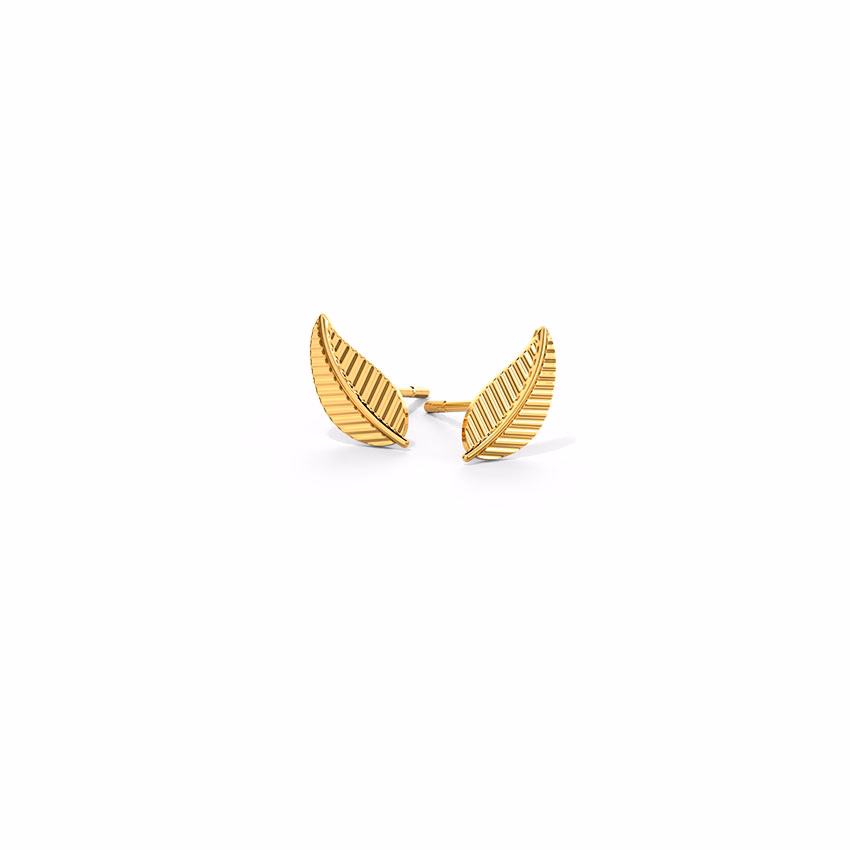 Gold Earrings 14 Karat Yellow Gold Windy Gold Stud Earrings