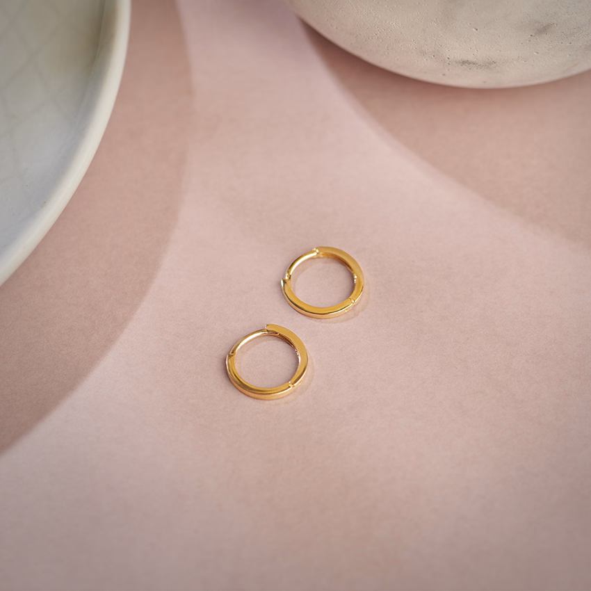 Gold Earrings 14 Karat Yellow Gold Evergreen Gold Hoop Earrings