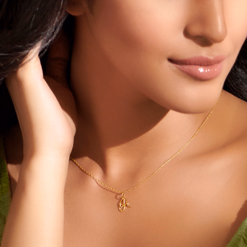 Gold Charms 14 Karat Rose Gold Alphabet A Cursive Gold Charm