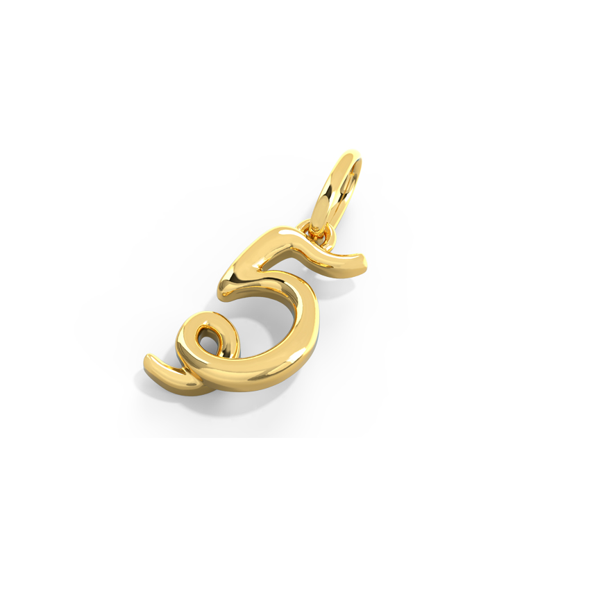 Number 5 Gold Cursive Charm Number 5 Gold Cursive Charm