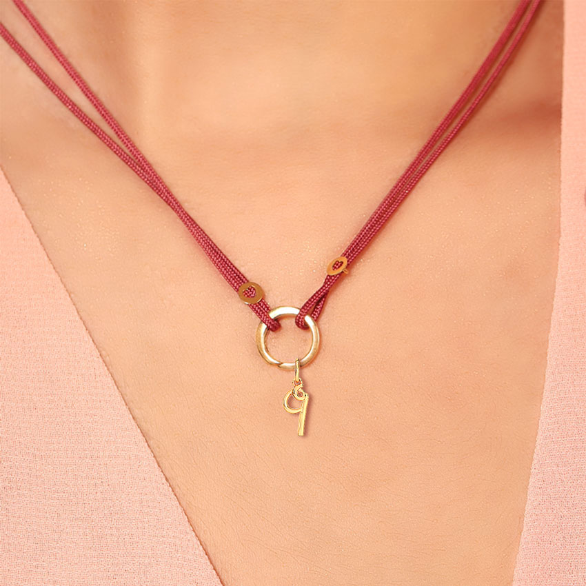 Gold Charms 14 Karat Yellow Gold Number 9 Gold Cursive Charm