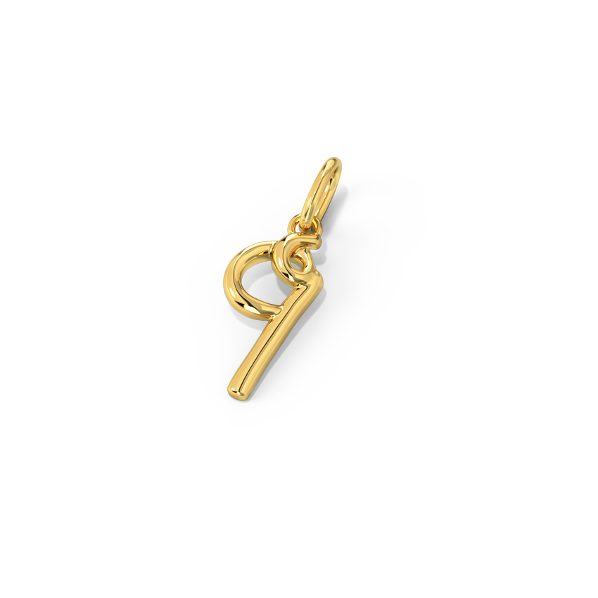 Number 9 Gold Cursive Charm