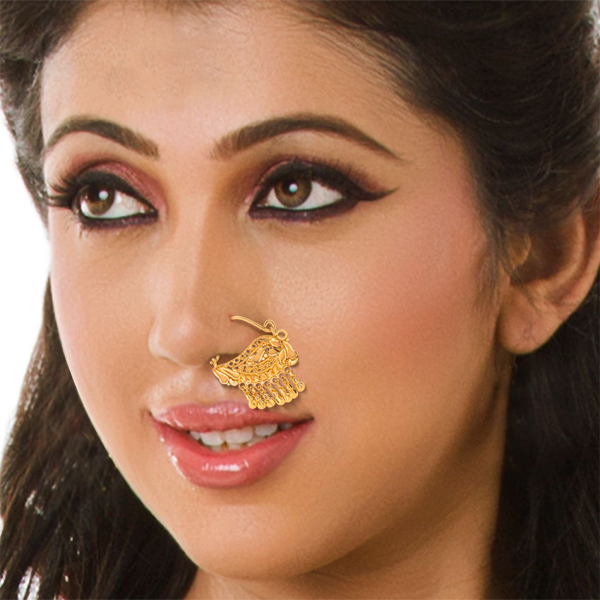 Anuya Beaded Gold Nath