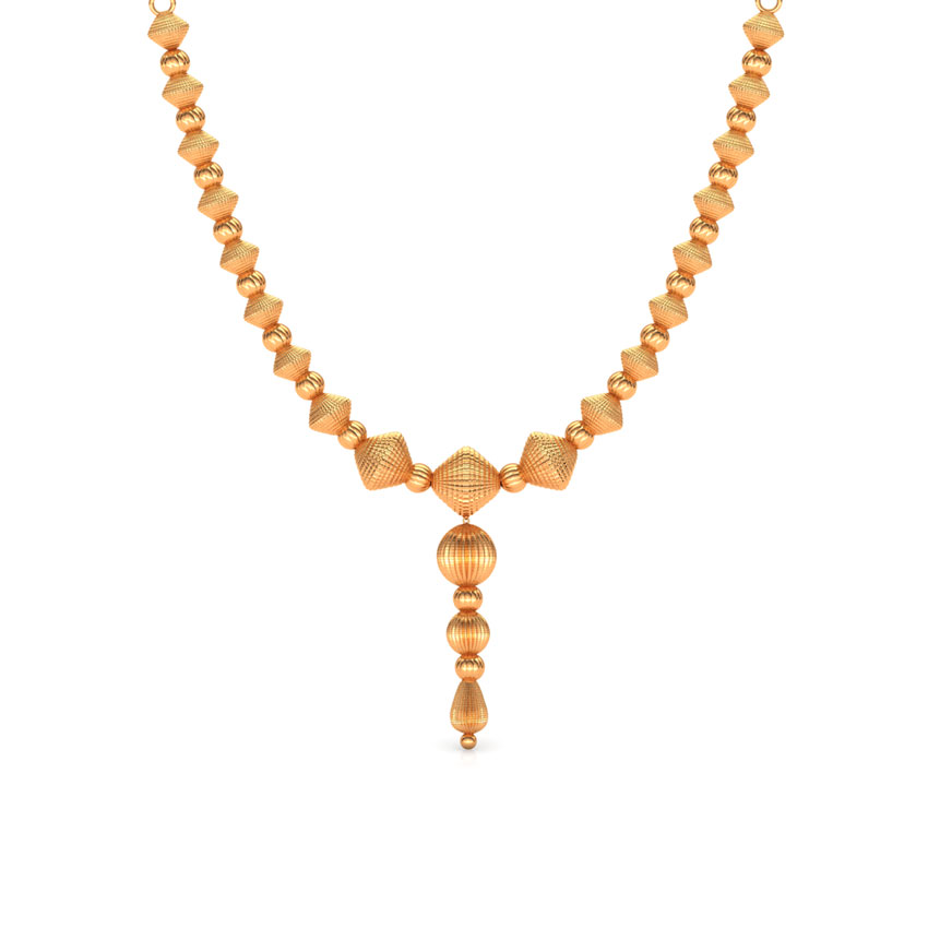 Rigged Beads Y Gold Necklace