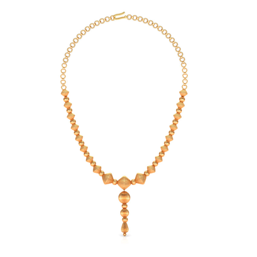 Rigged Beads Y Gold Necklace