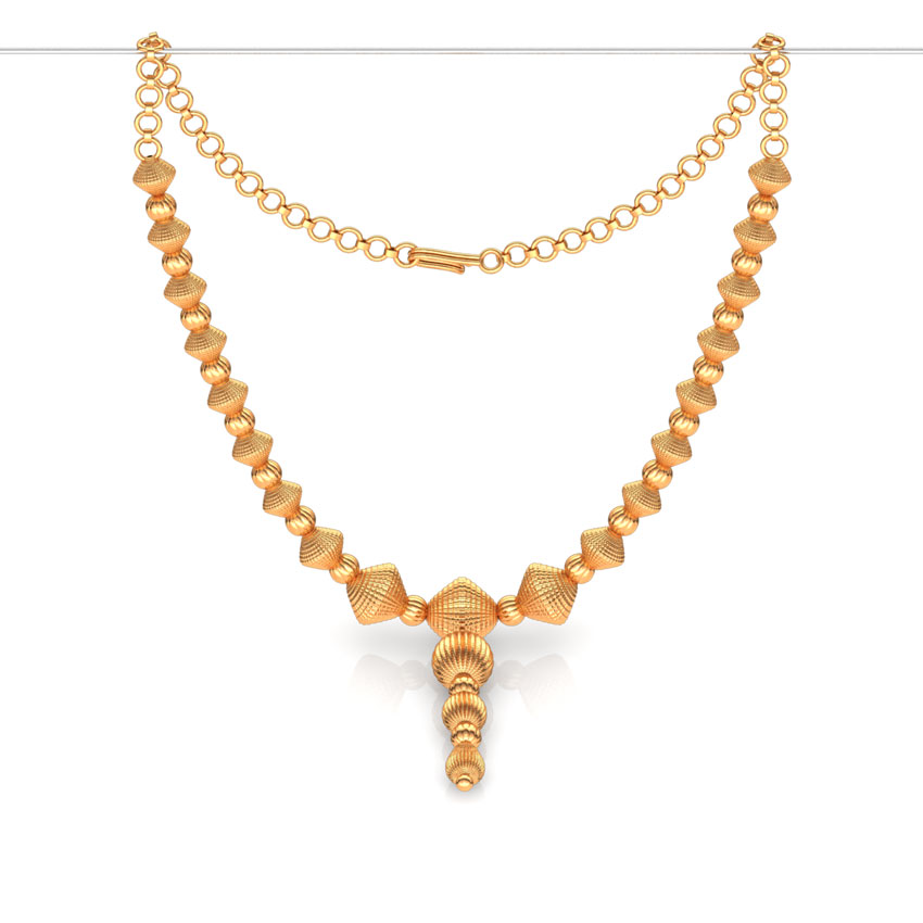 Rigged Beads Y Gold Necklace