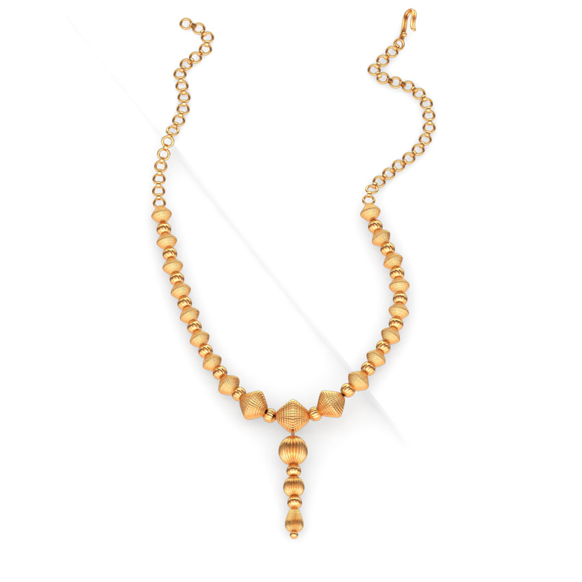 Rigged Beads Y Gold Necklace