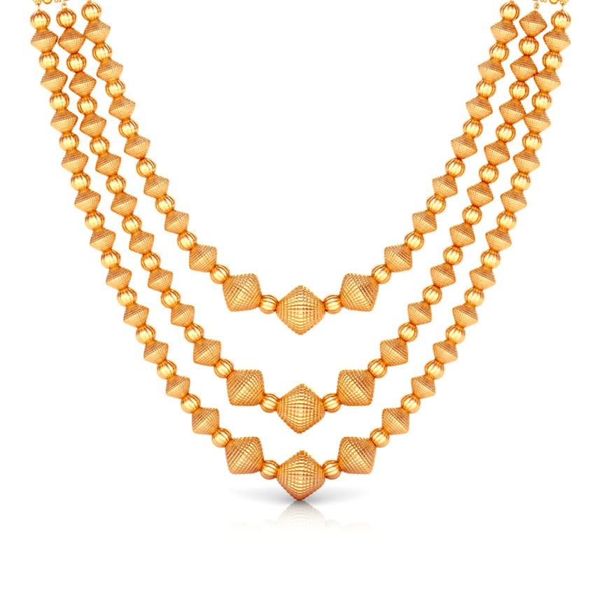 Tri Line Beads Gold Necklace Tri Line Beads Gold Necklace