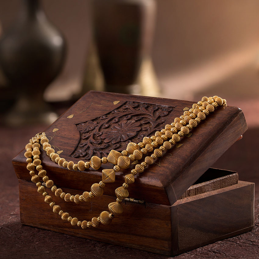 Tri Line Beads Gold Necklace Tri Line Beads Gold Necklace