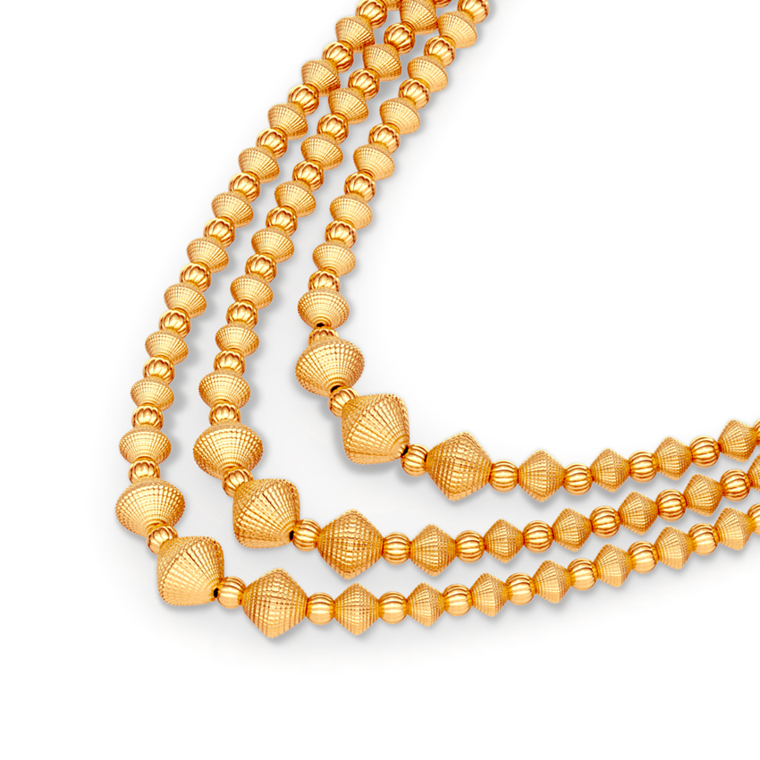 Tri Line Beads Gold Necklace Tri Line Beads Gold Necklace