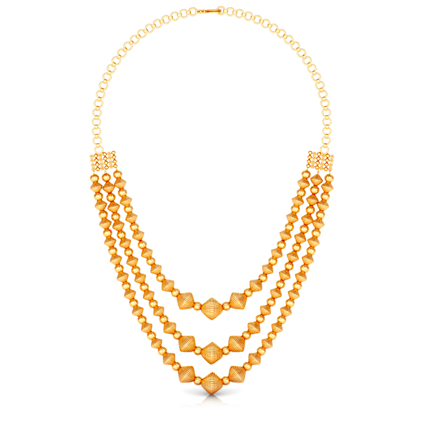 Tri Line Beads Gold Necklace Tri Line Beads Gold Necklace